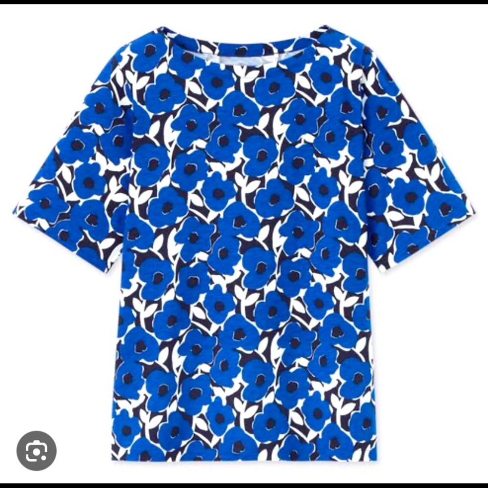Cassie Byrnes X Uniqlo T-shirt, blue floral, size small